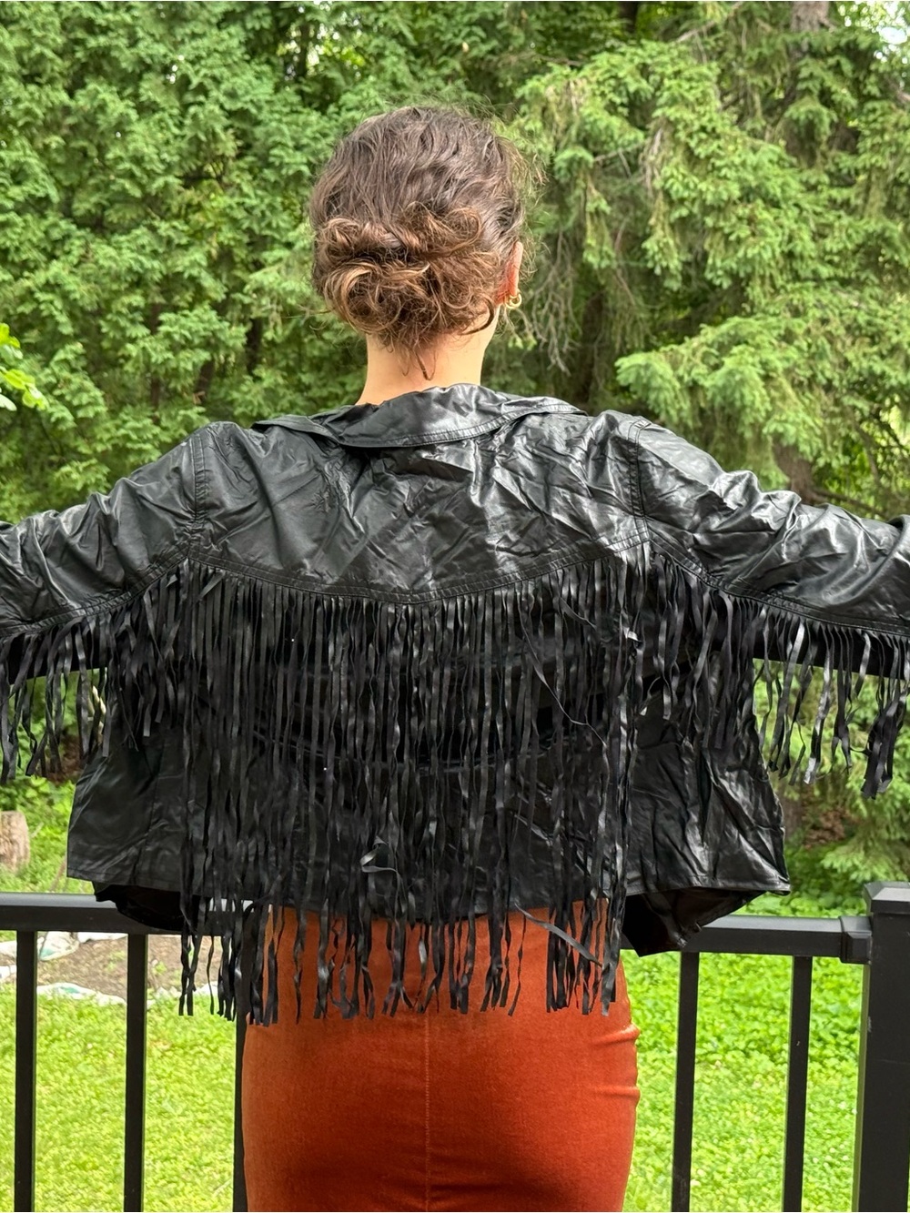 Mossimo Black Leather Fringe Jacket - Women